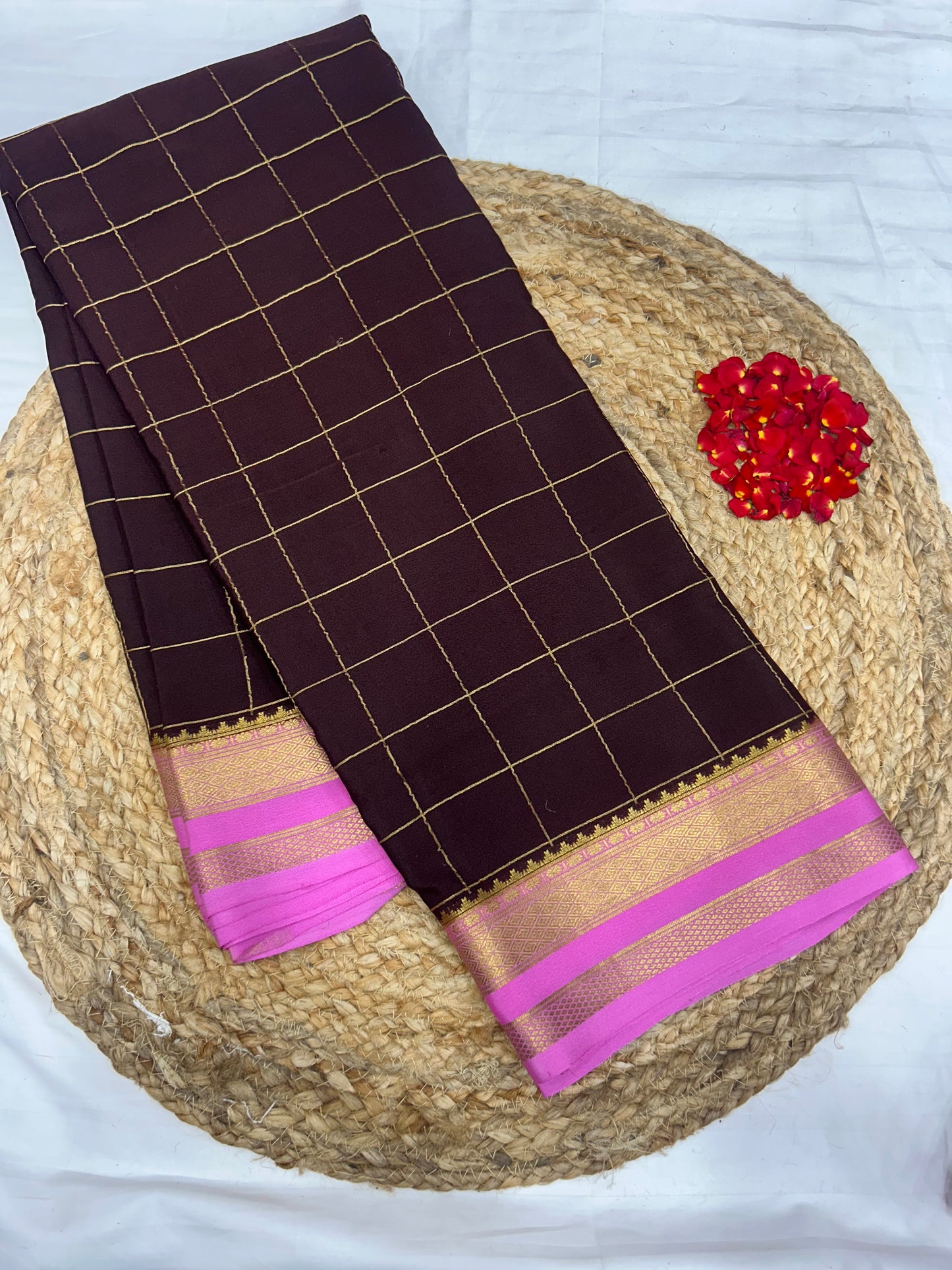 Mysore silk contrast checks