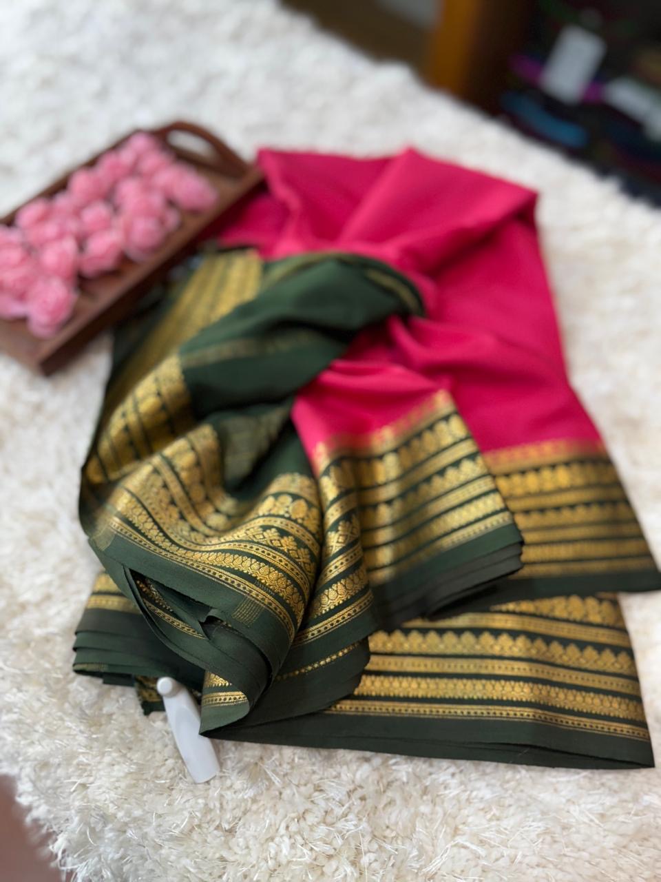 Mysore silk sarees contrast pattern