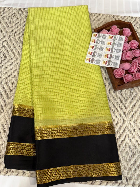 Mysore silk sarees checks pattern
