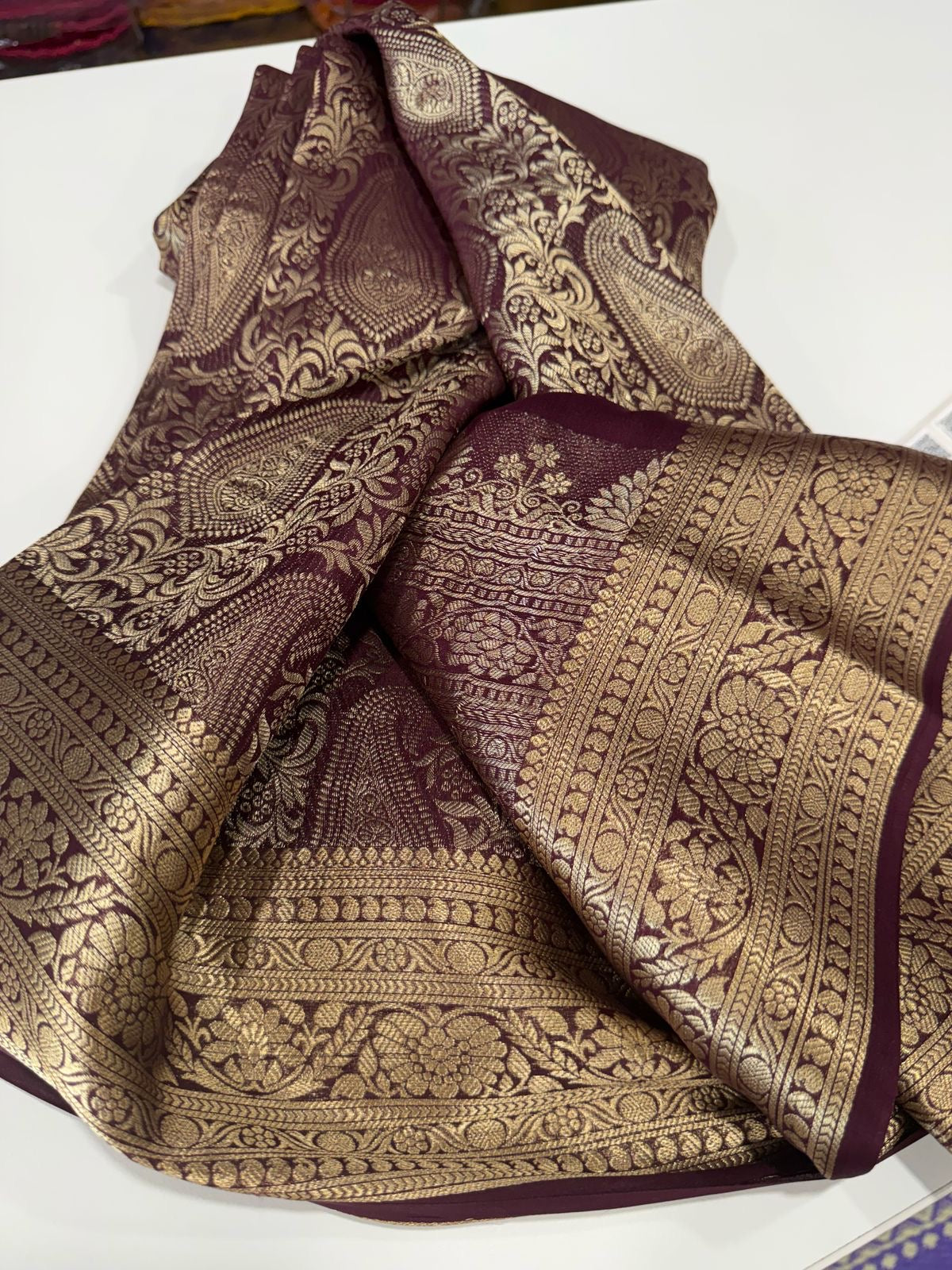 Beautiful Silk brocade fabric with zari weaving