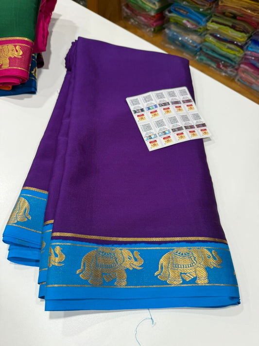 Mysore silk saree contrast pattern