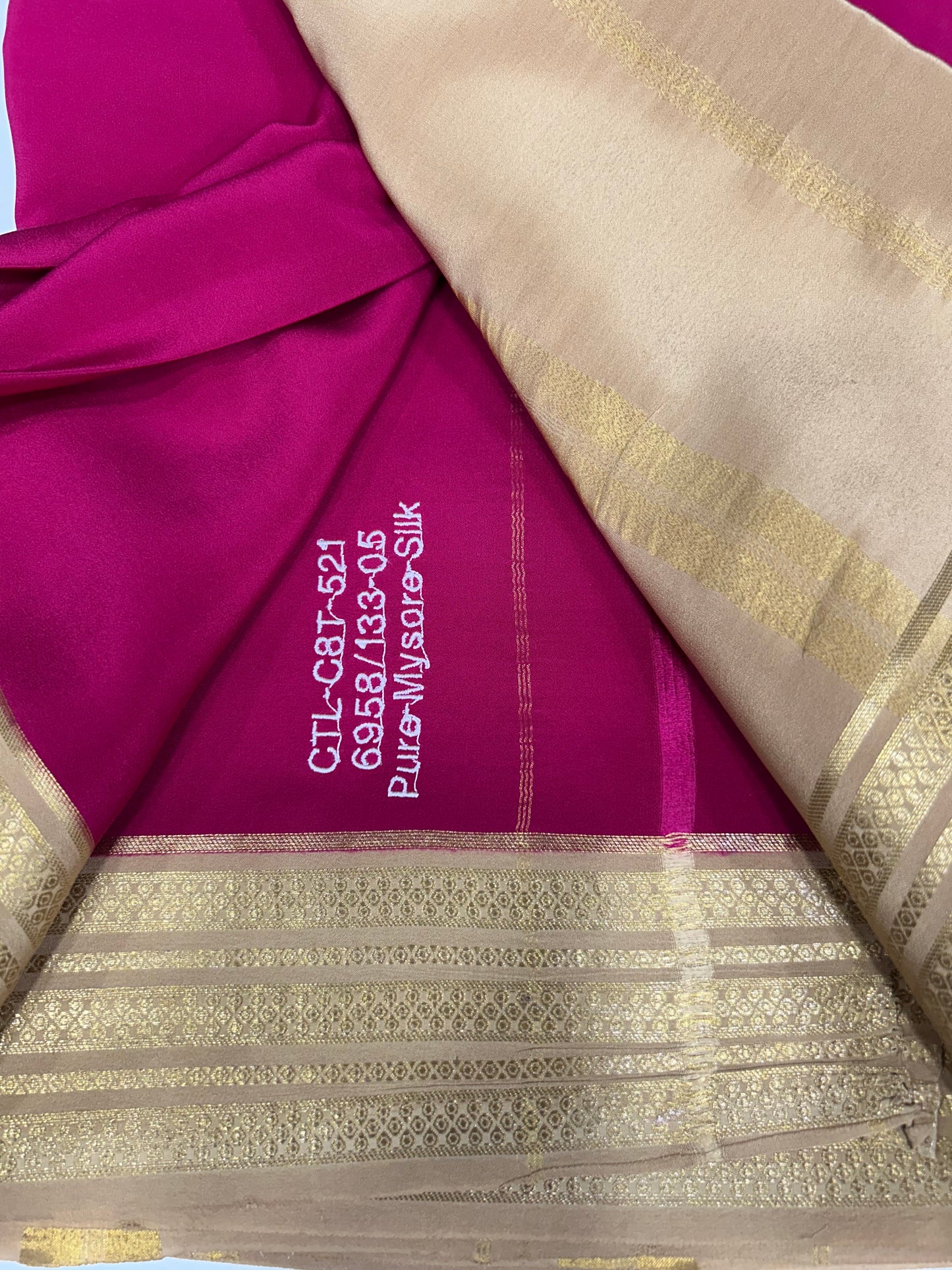 Gold lace Mysore silk saree