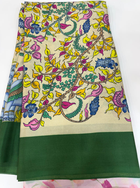 Kalamkari print Mysore silk