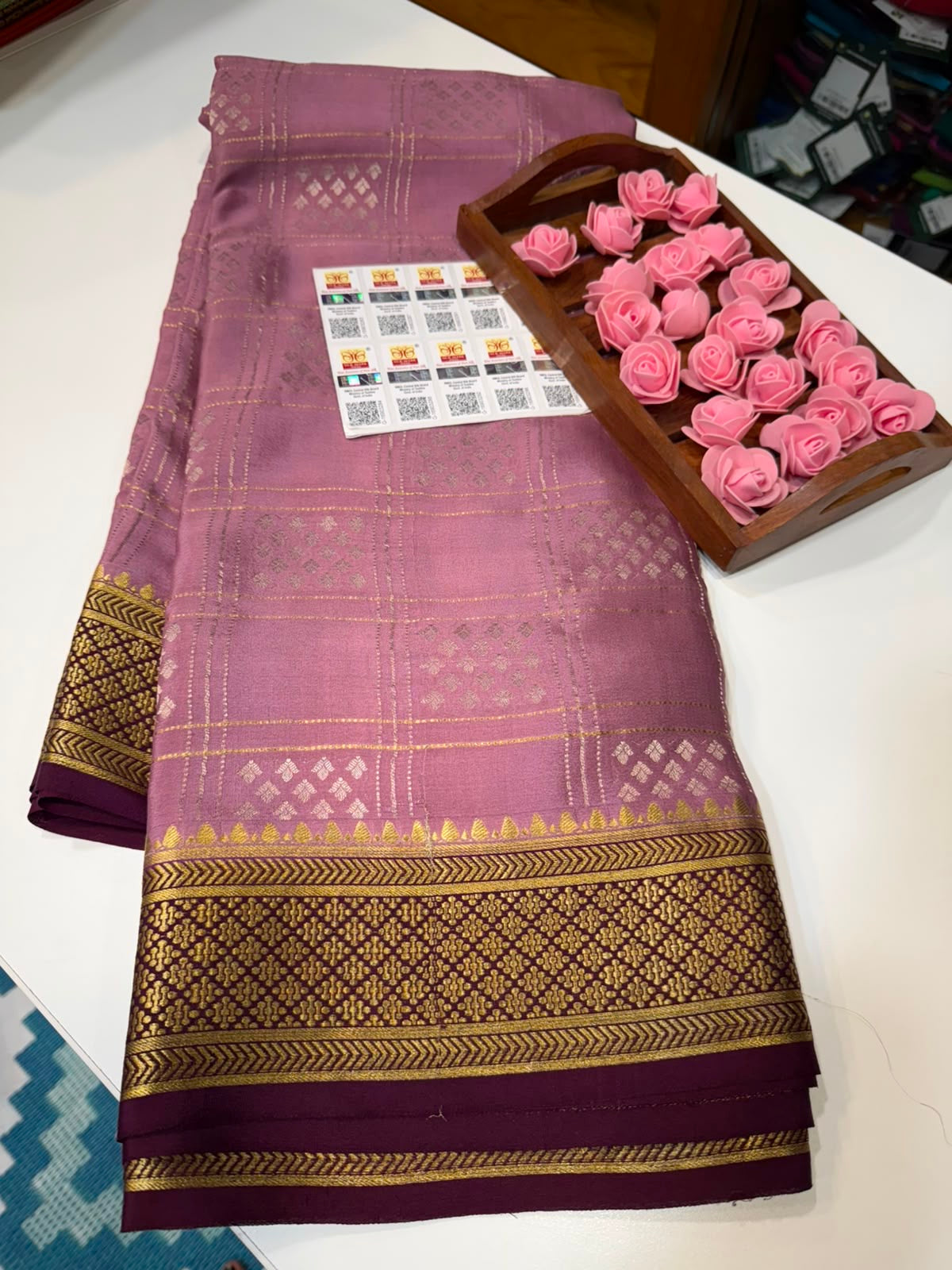 Mysore silk sarees checks pattern