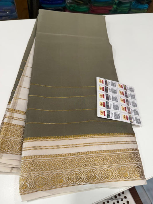 Mysore silk saree gold lace zari pattern