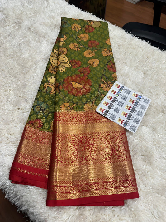 Pure digital print Kanjivaram silk sarees