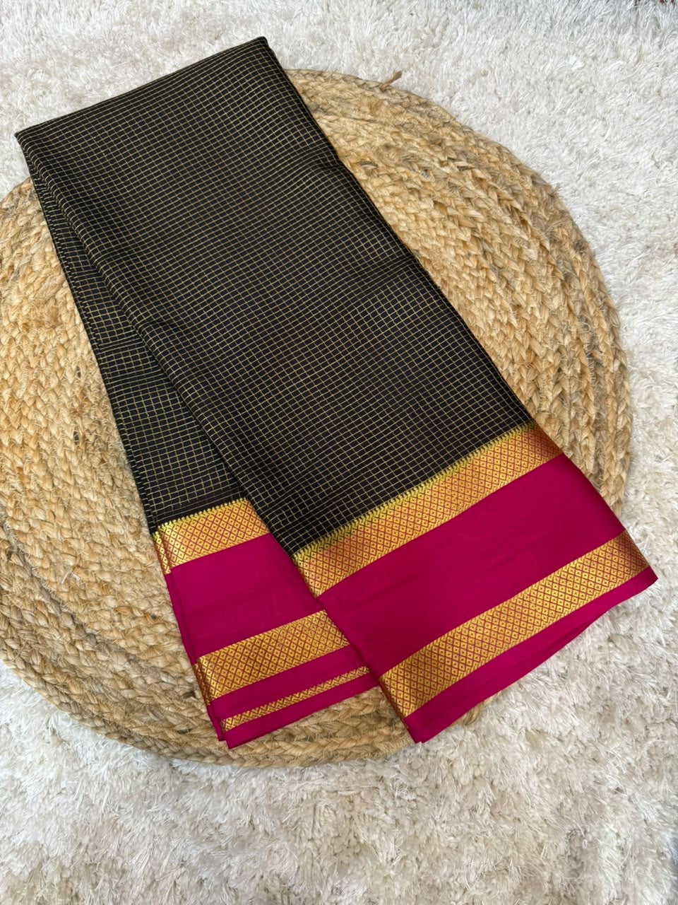 Mysore silk sarees checks pattern