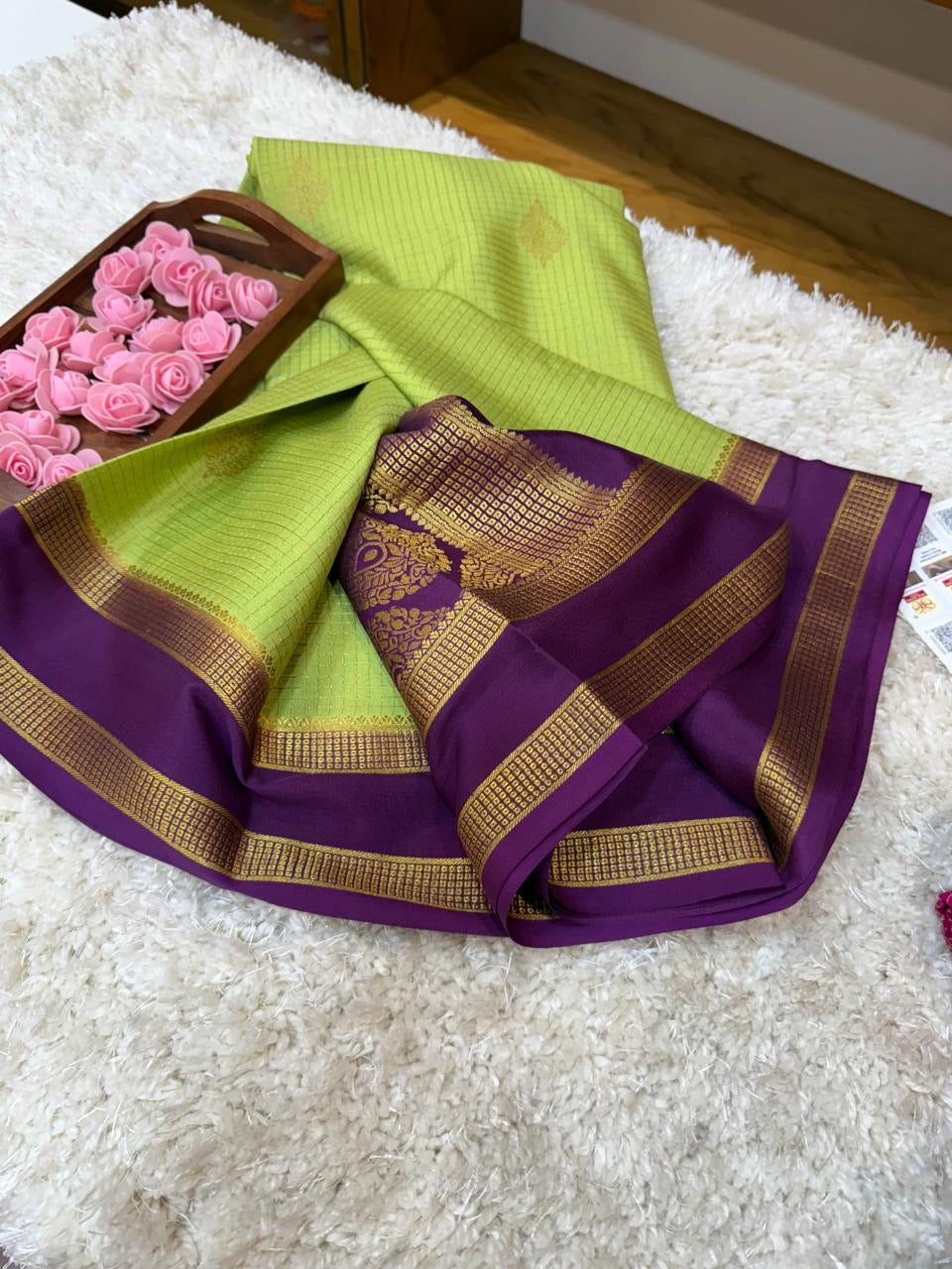 Mysore silk sarees checks pattern