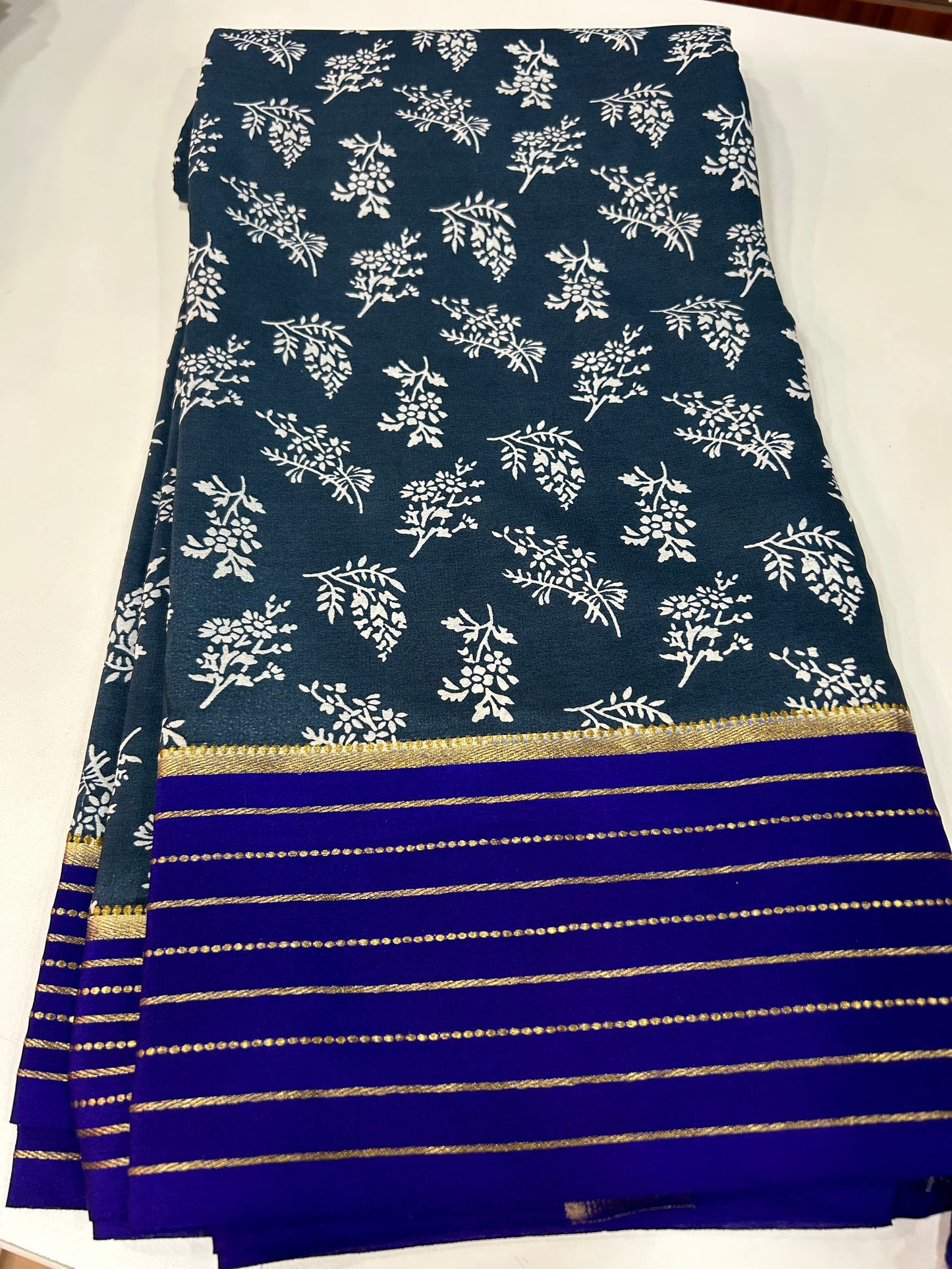 Contrast printed Mysore silk