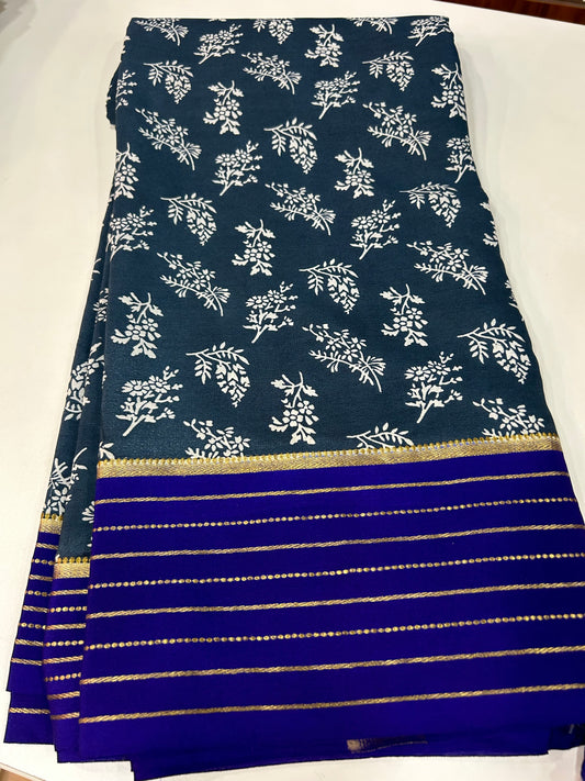 Contrast printed Mysore silk