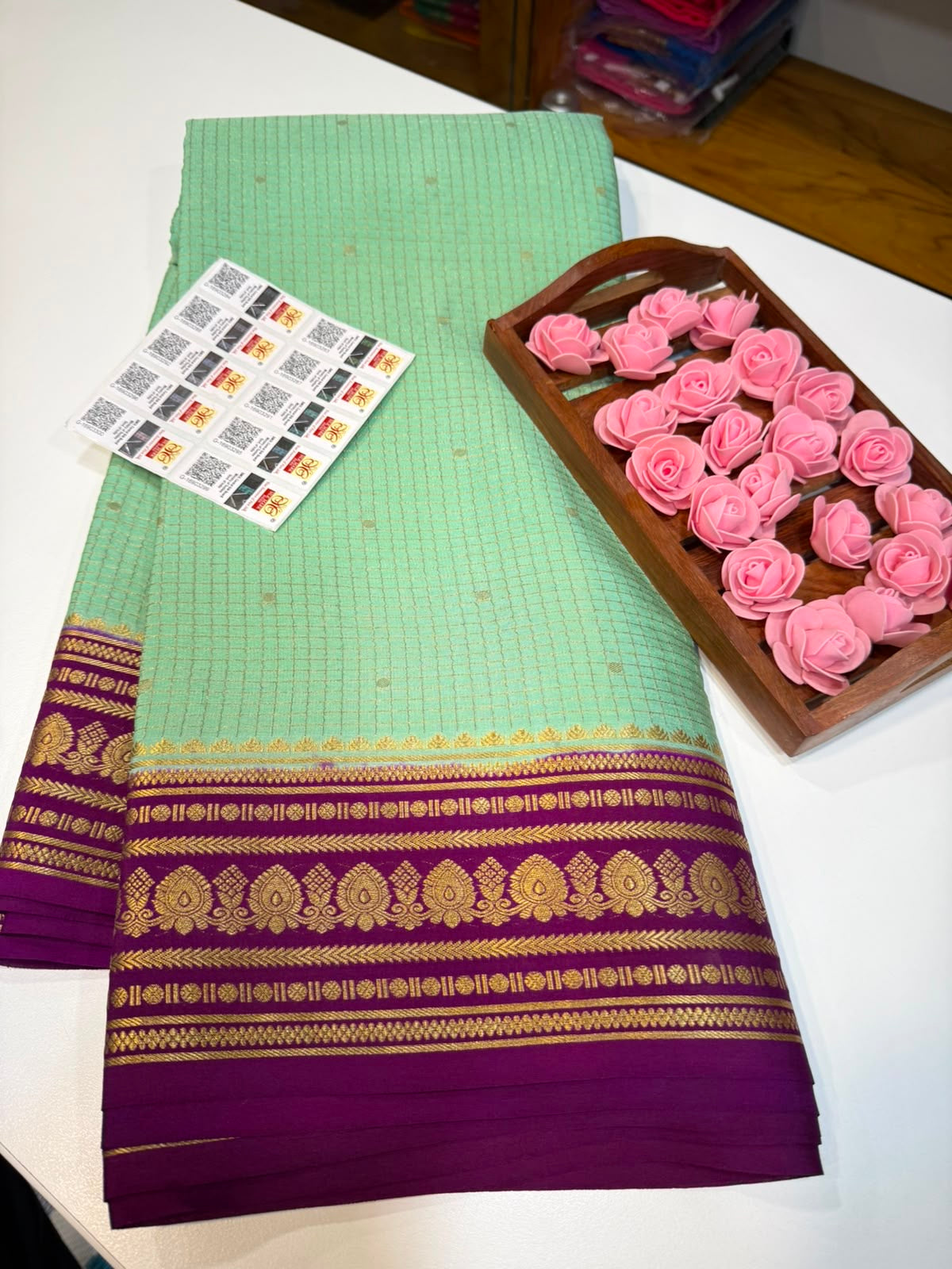 Mysore silk sarees checks pattern
