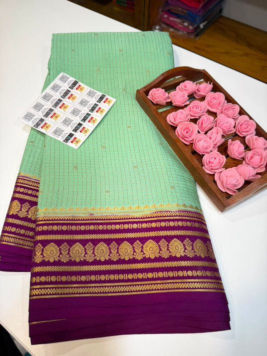 Mysore silk sarees checks pattern
