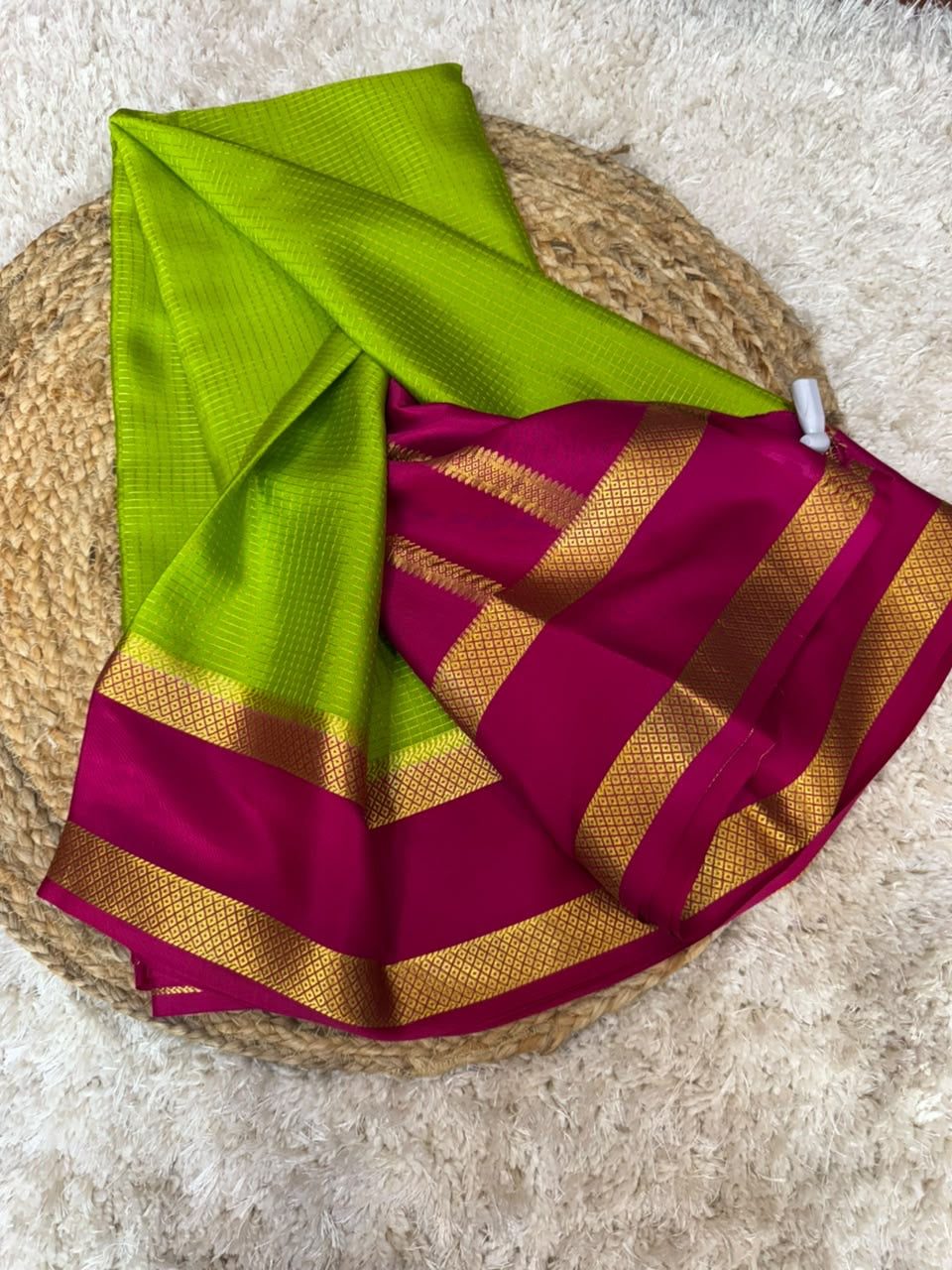 Mysore silk sarees checks pattern