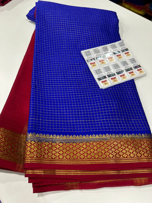 Checks pattern mysore silk sarees