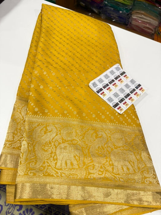 Mysore silk sarees with Beautiful Silk brocade fabric with zari