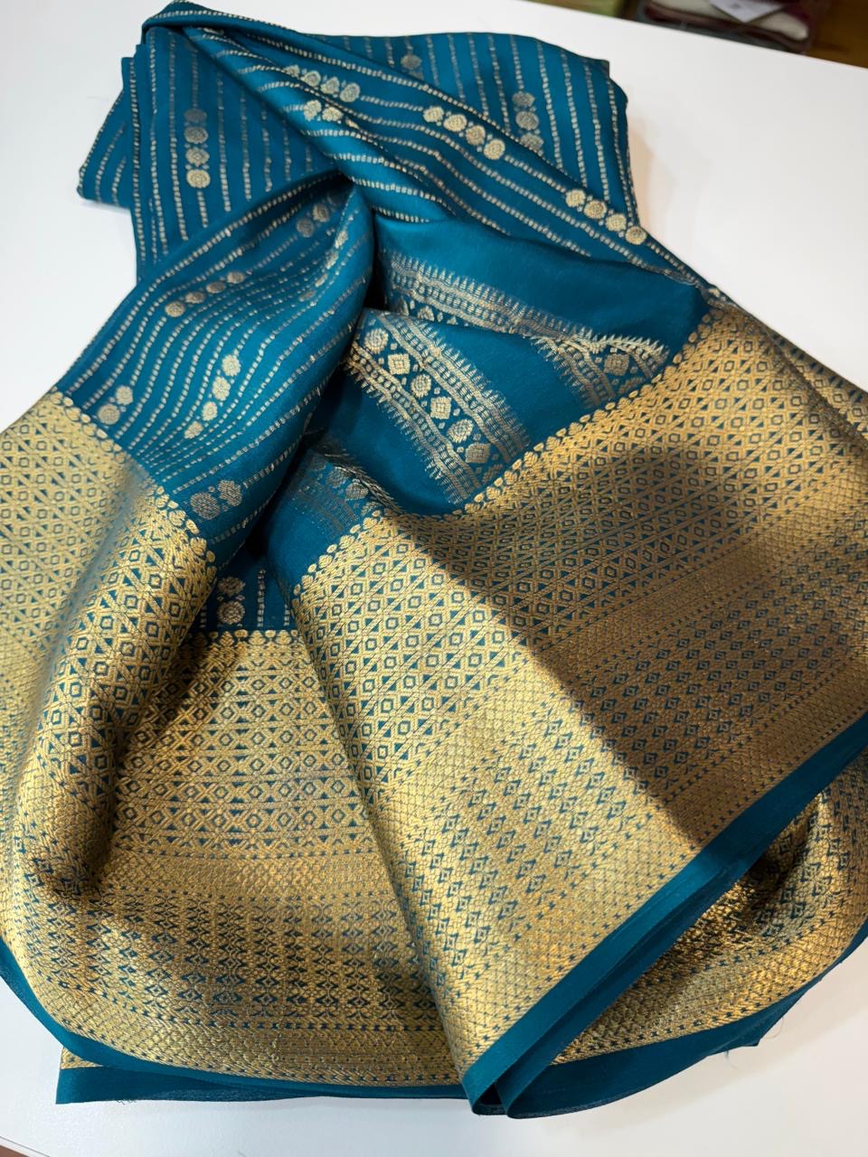 Mysore silk sarees self lines butta  pattern