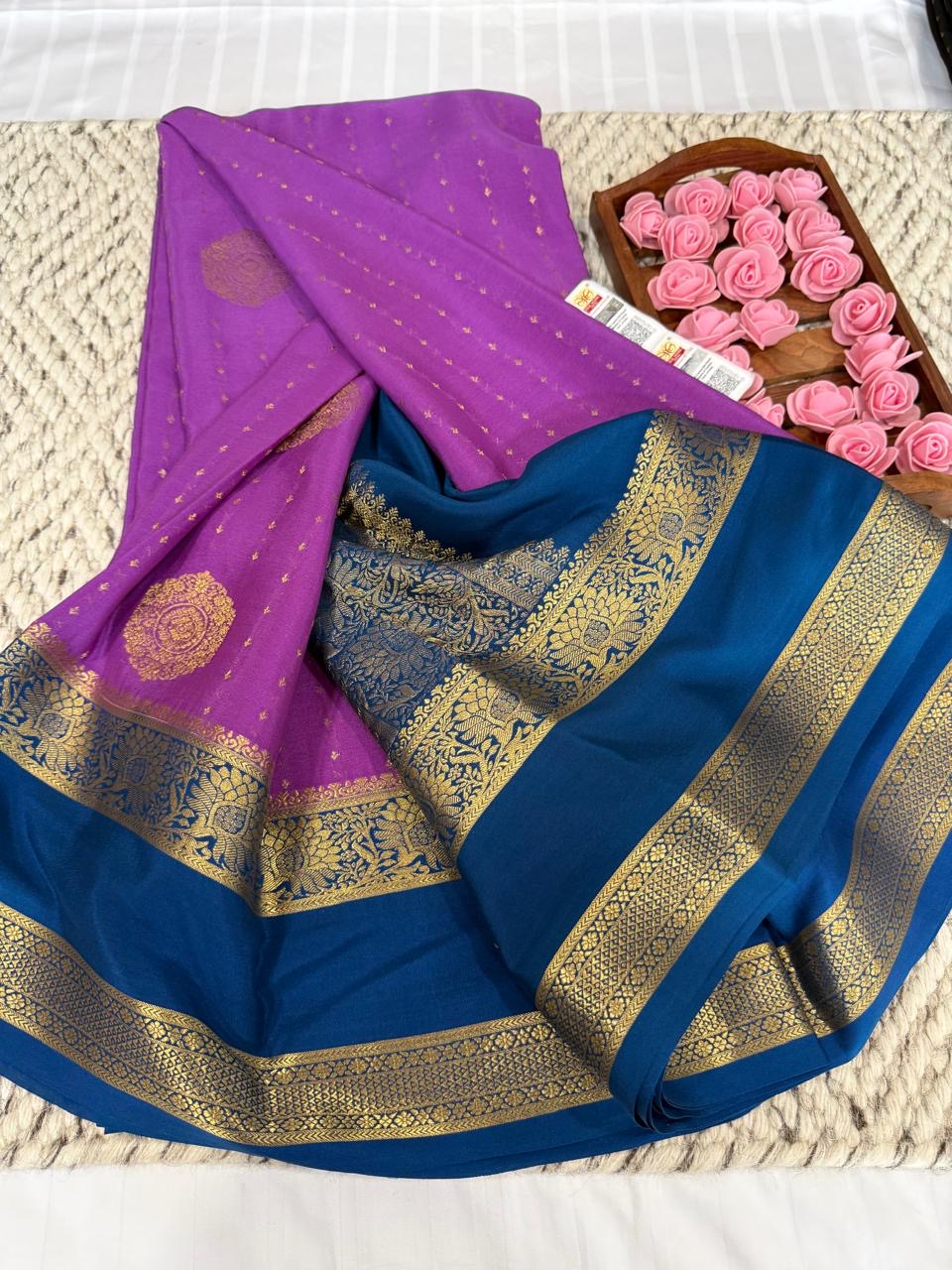 Mysore silk sarees contrast pattern