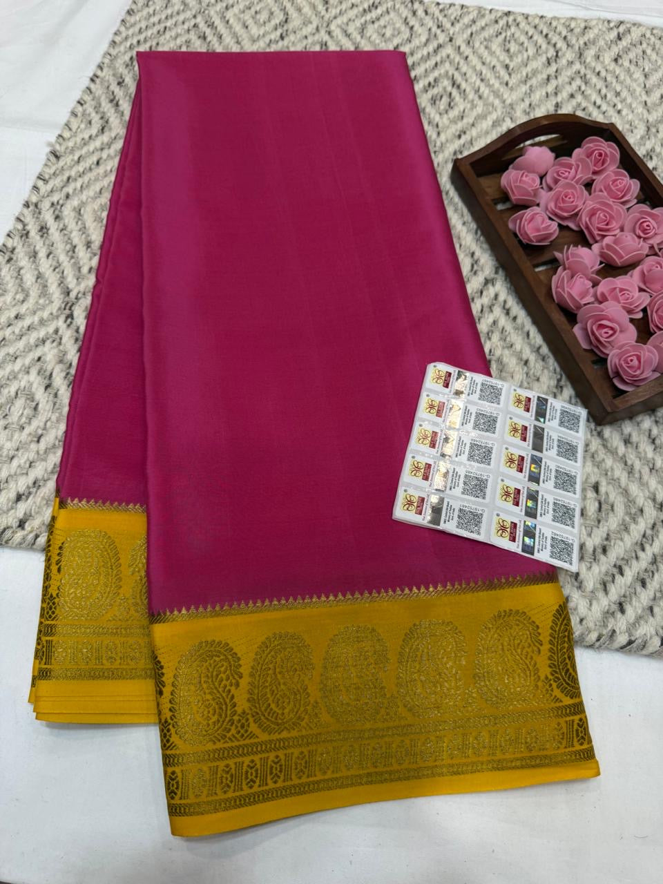 Mysore silk sarees contrast pattern