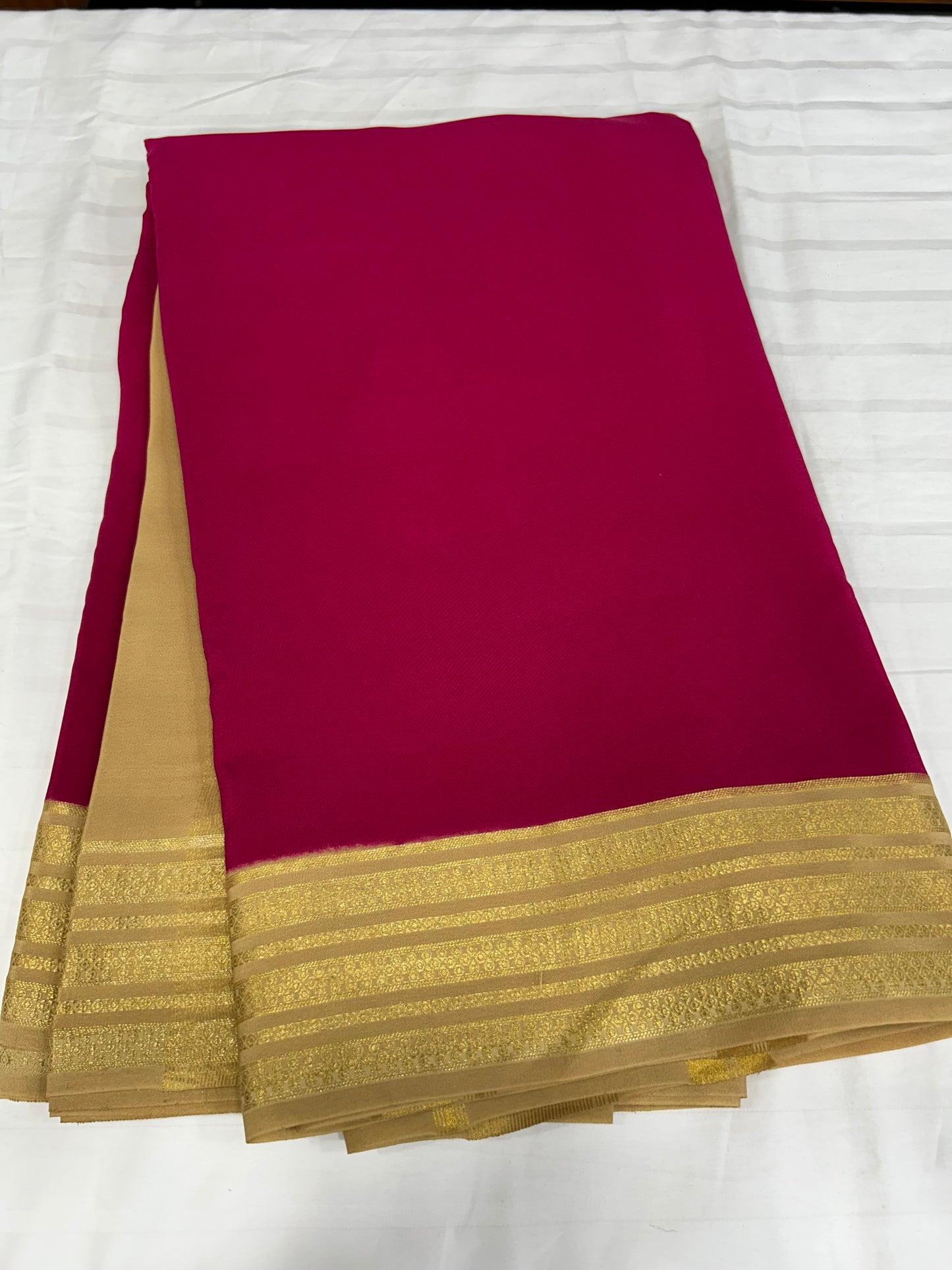 Gold lace Mysore silk saree