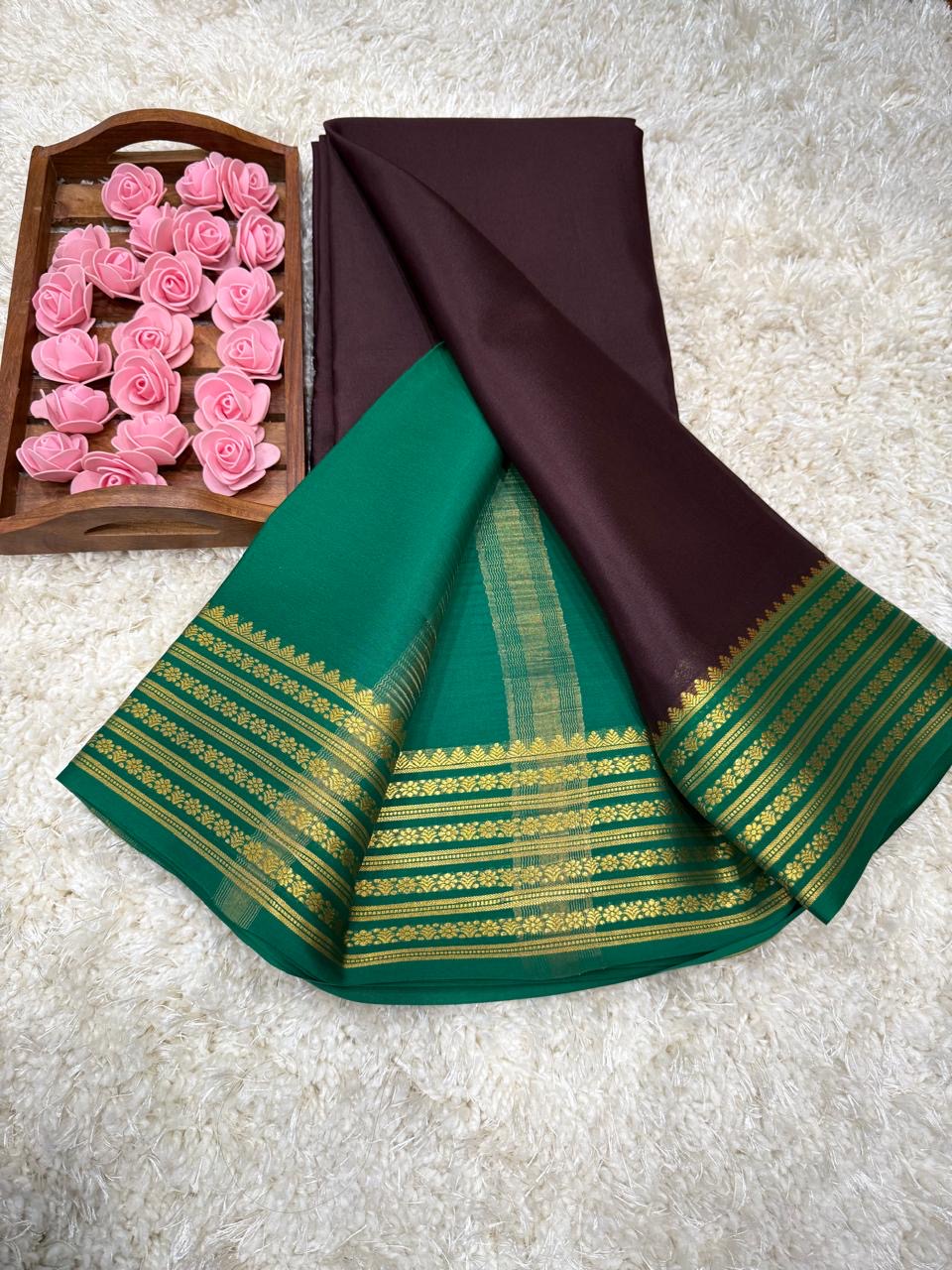 Mysore silk sarees light weight pattern