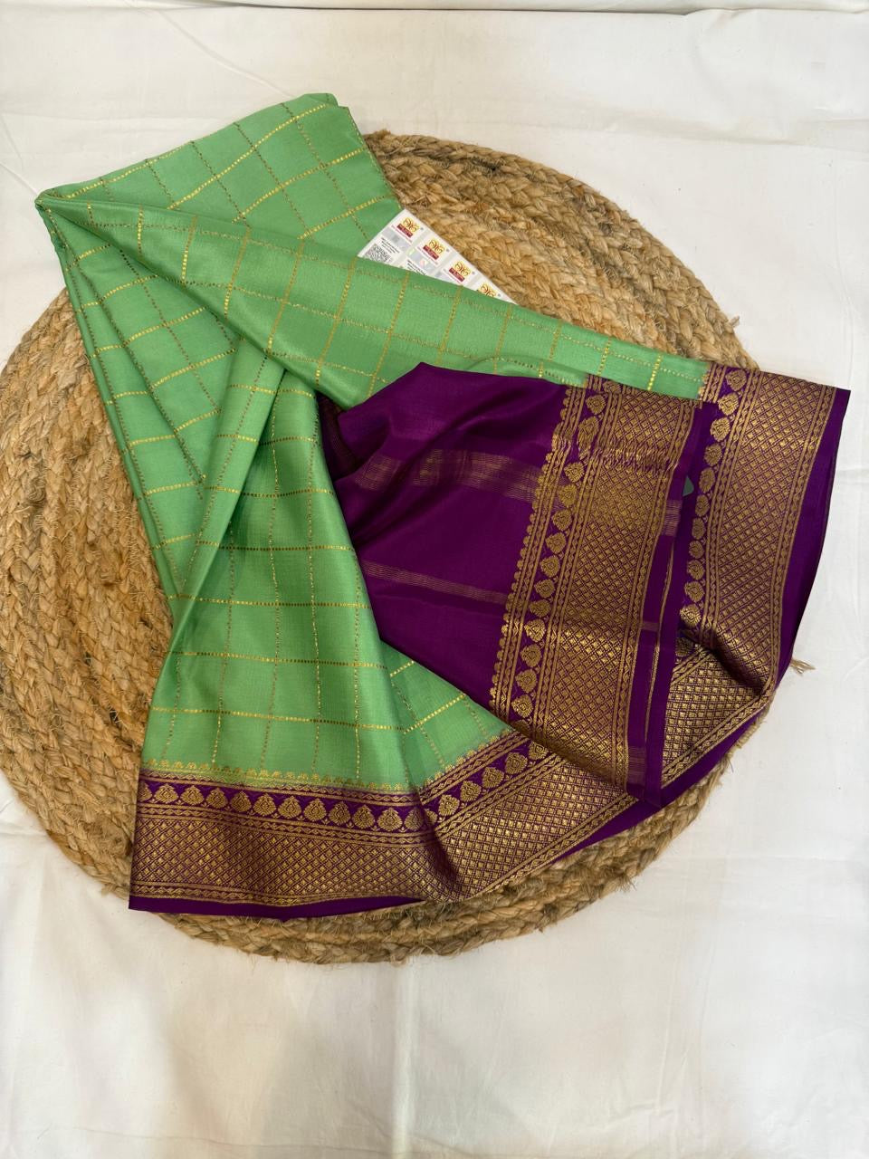 Mysore silk sarees contrast checks pattern