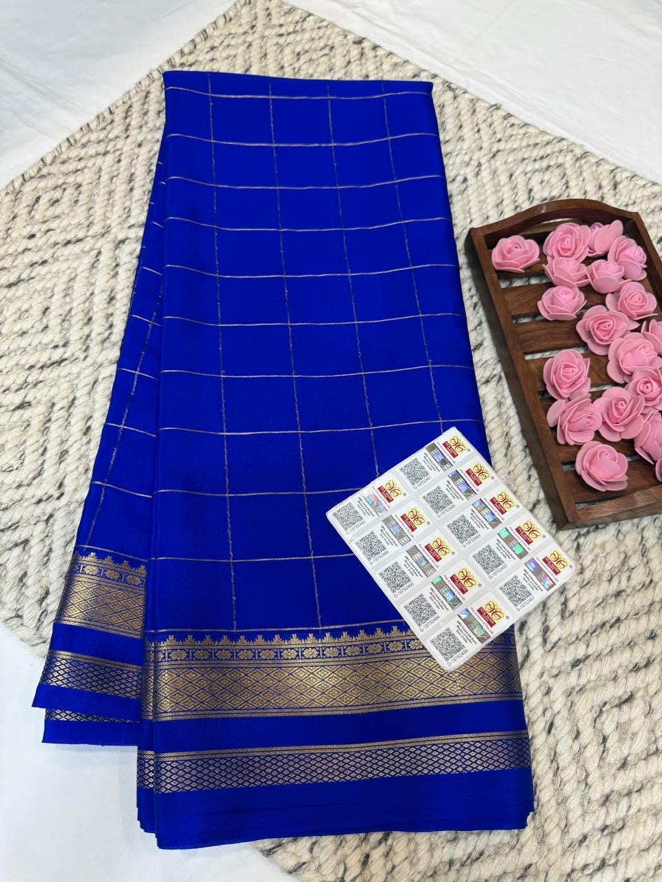 Mysore silk sarees checks pattern