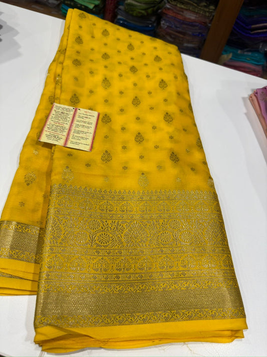 Mysore silk Saress with all over zari consumption