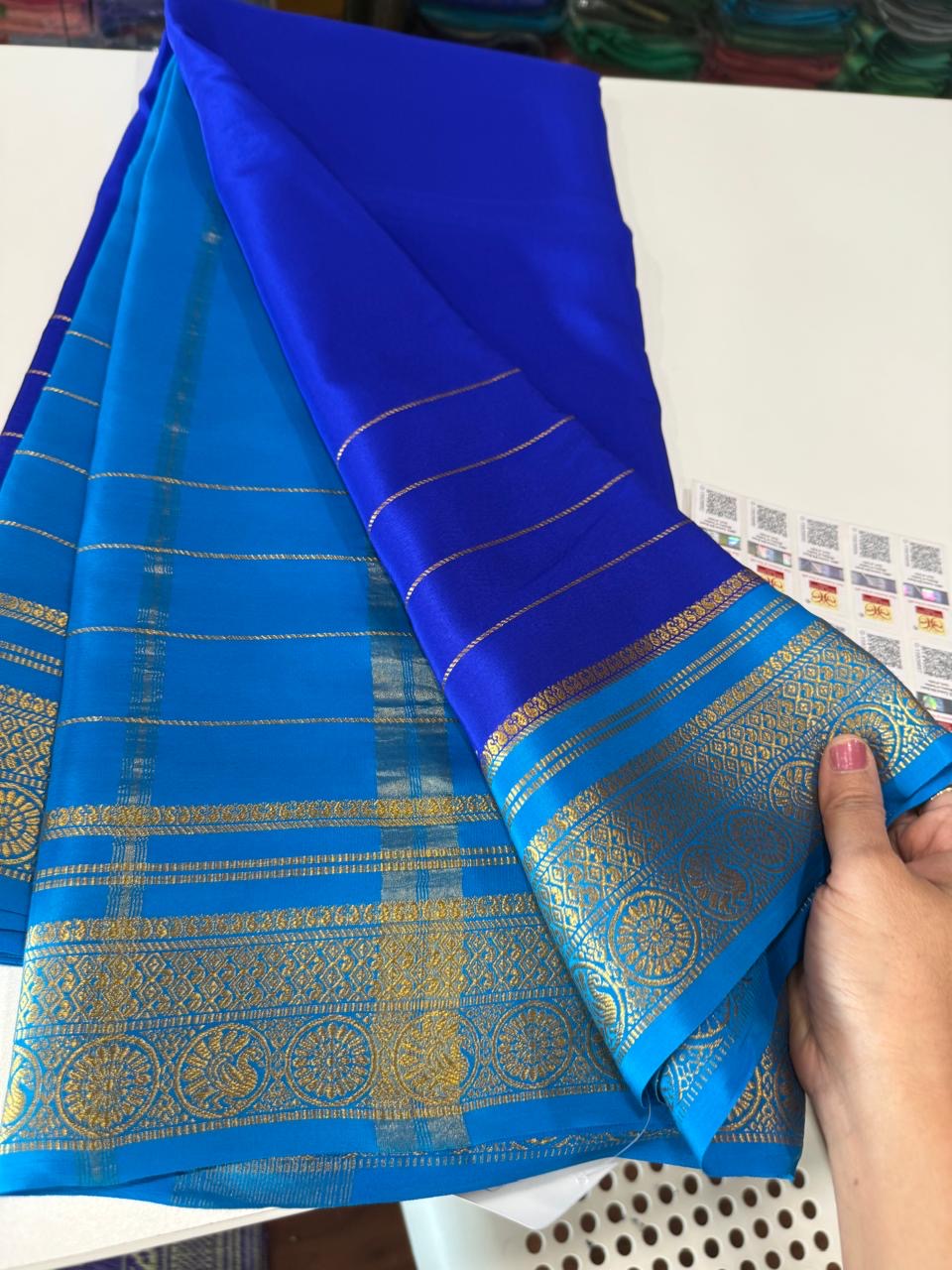 Mysore silk saree gold lace zari pattern
