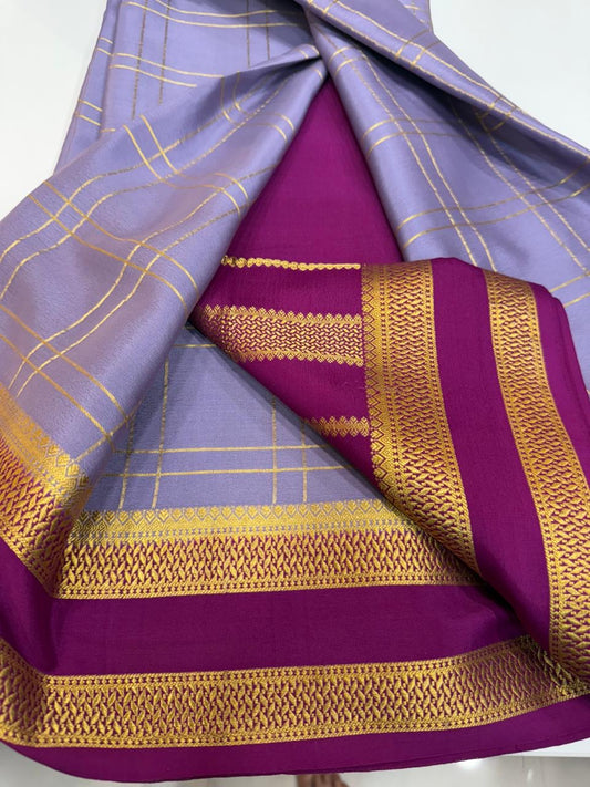 Mysore silk sarees checks contrast pattern