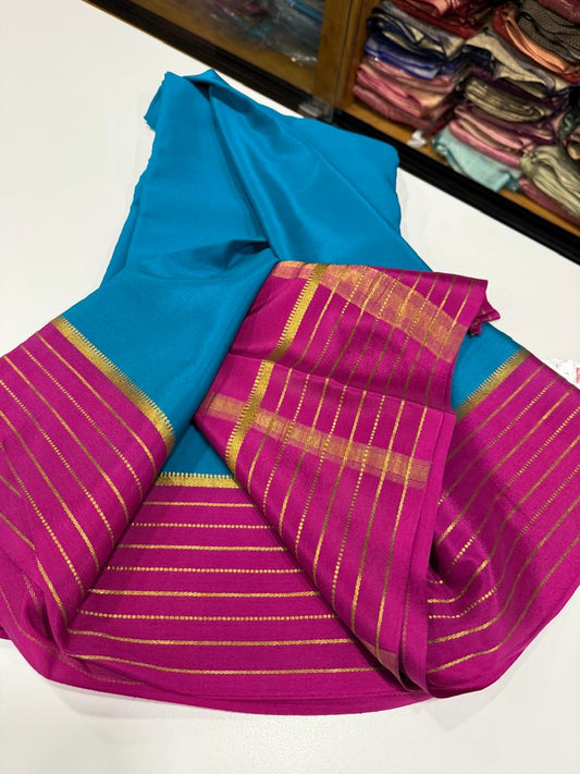 Mysore silk saree contrast pattern