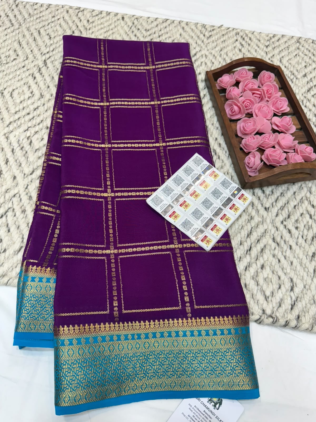 Mysore silk sarees checks pattern