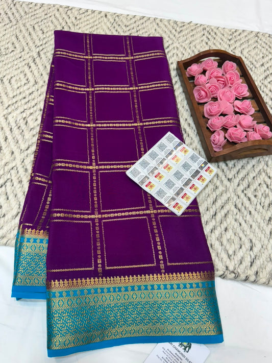 Mysore silk sarees checks pattern