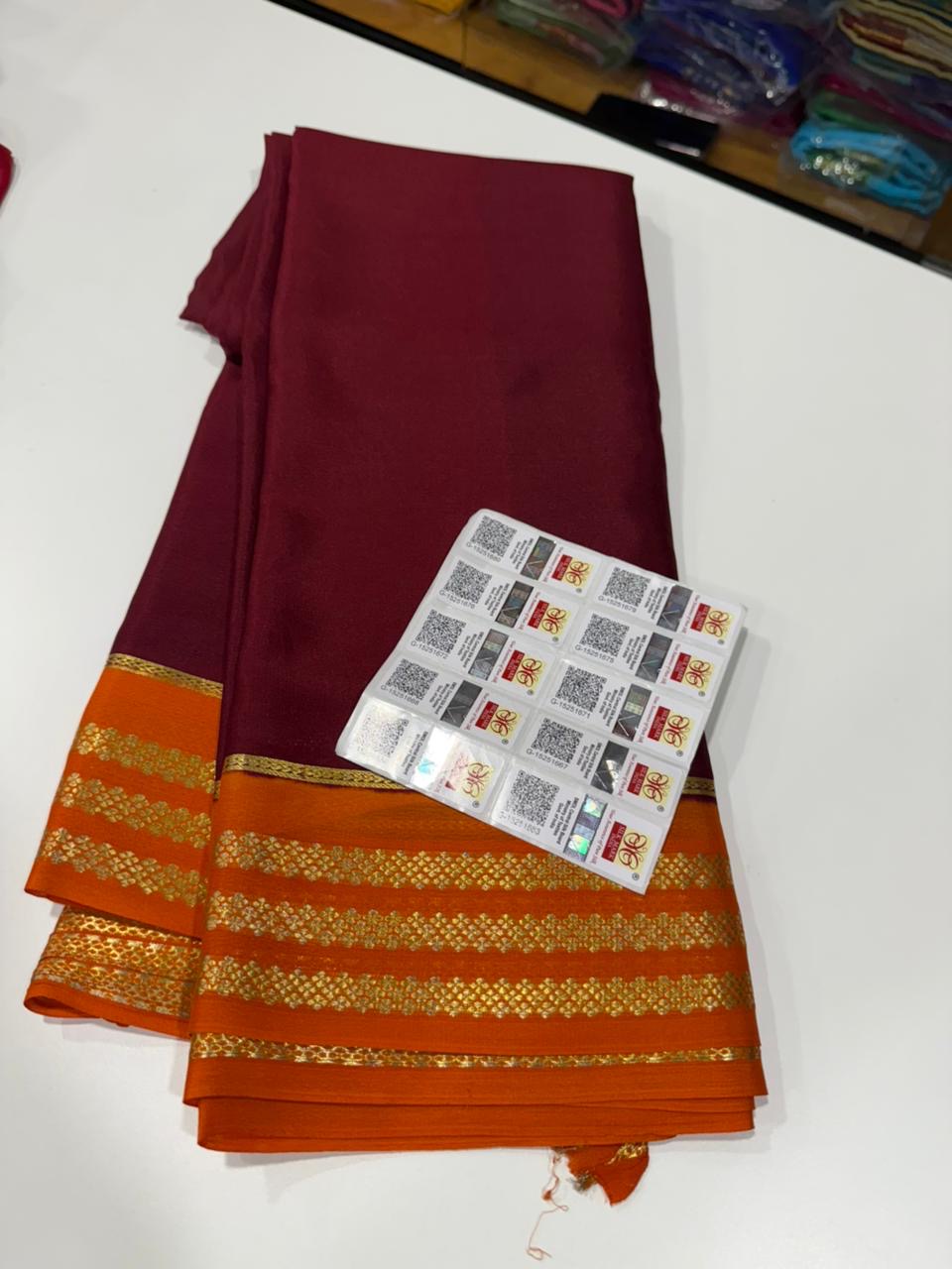 Mysore silk sarees contrast pattern