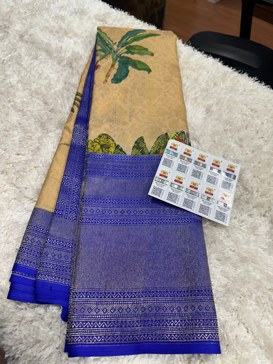 Pure digital print Kanjivaram silk sarees