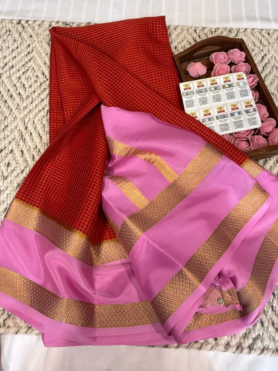 Mysore silk sarees checks pattern