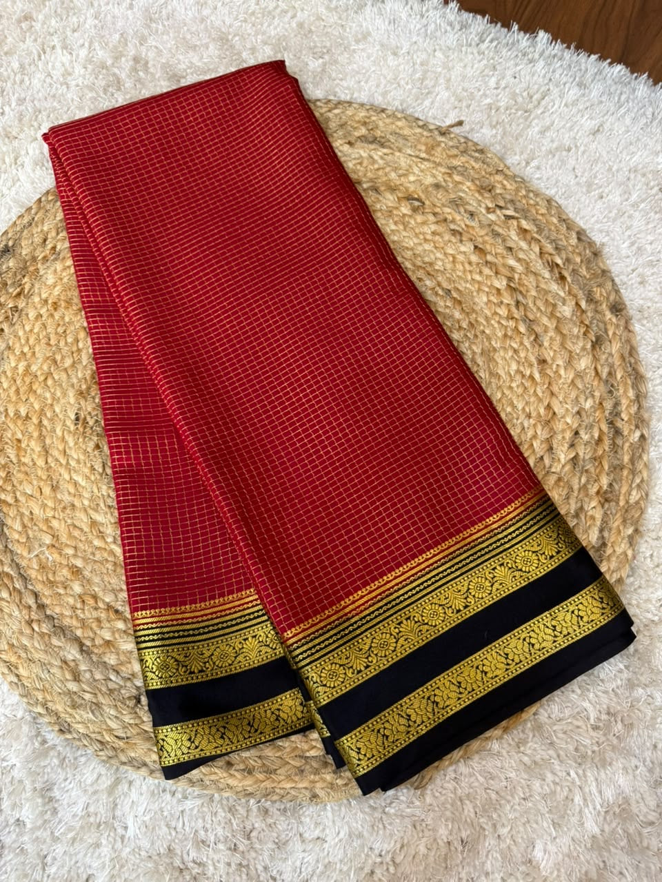 Mysore silk sarees checks pattern