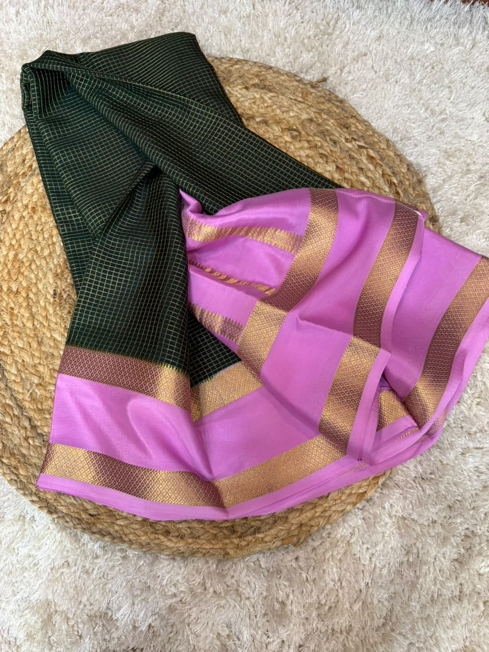 Mysore silk sarees checks pattern
