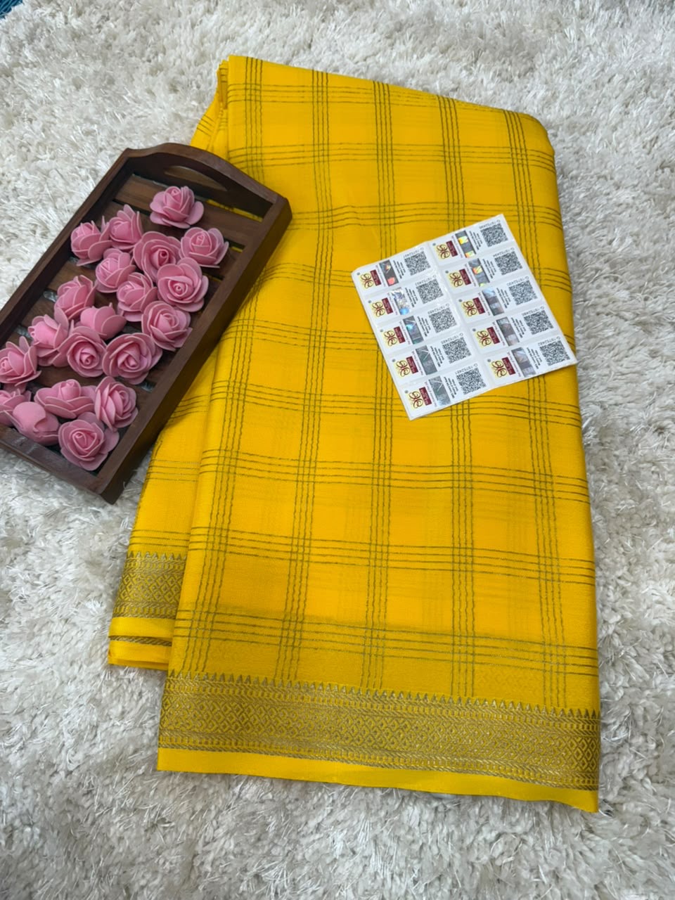 Mysore silk sarees checks pattern