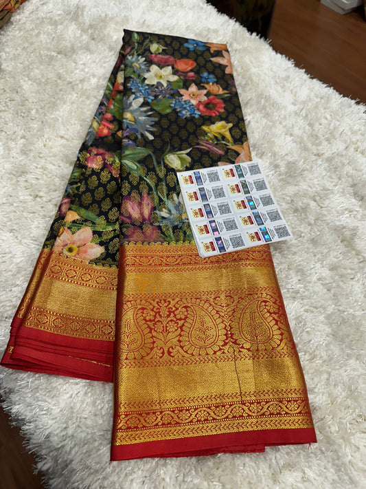 Pure digital print Kanjivaram silk sarees
