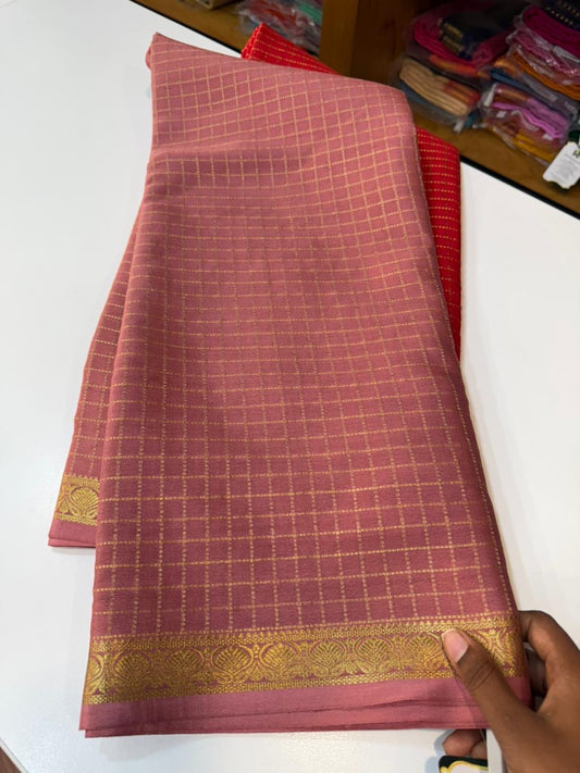 Mysore silk sarees checks pattern