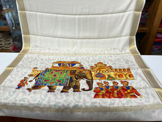 Pen kalamkari Mysore silks Saress