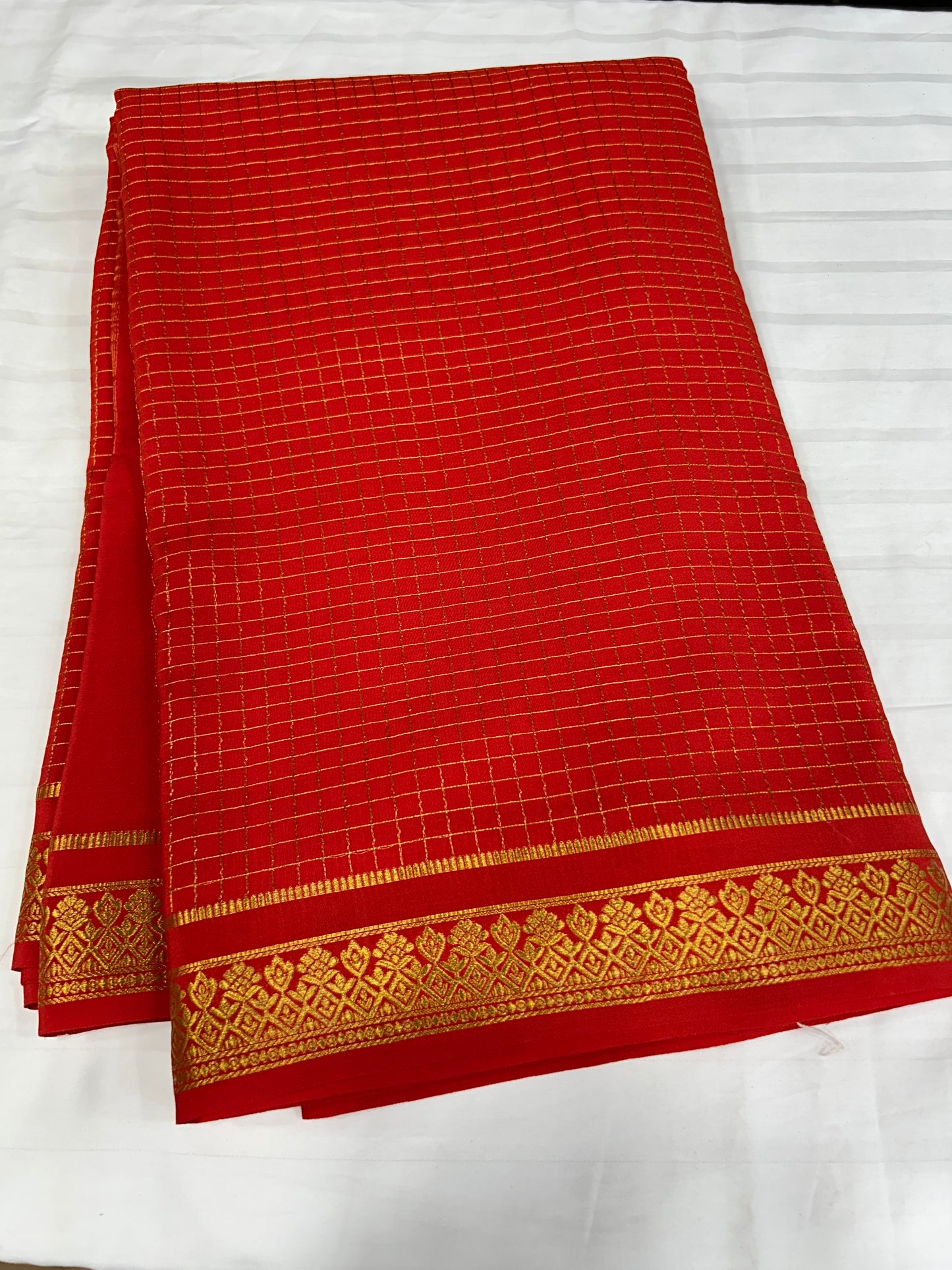 Gold lace Mysore silk saree