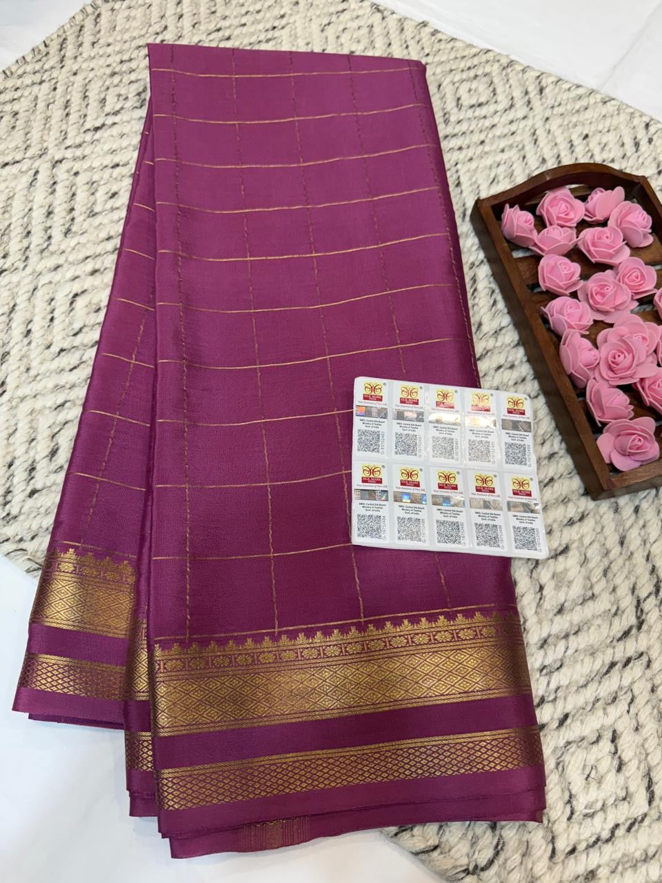 Mysore silk sarees checks pattern