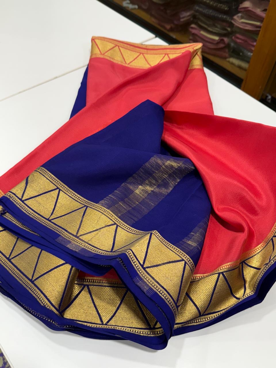 Half n Half pattern Mysore silk Saress