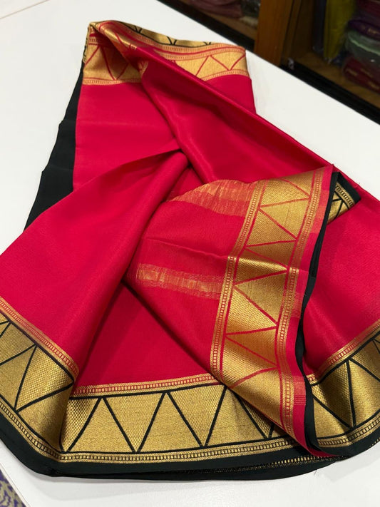 Mysore silk saree half and half pattern