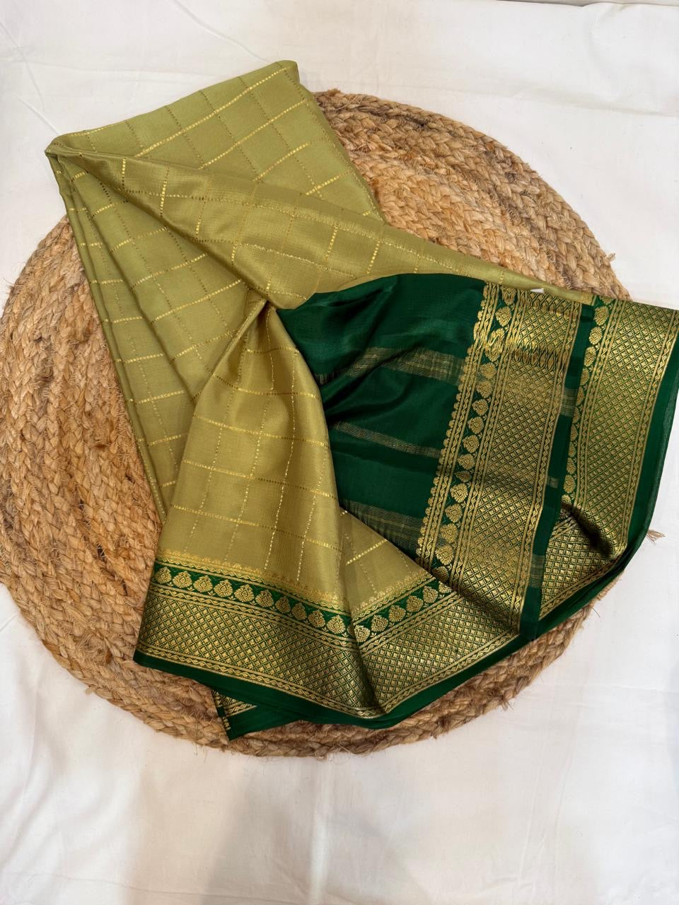 Mysore silk sarees contrast checks pattern