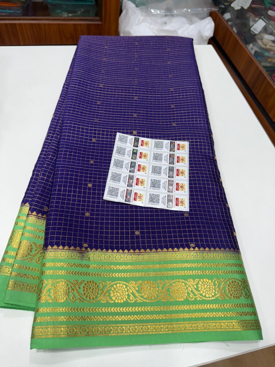Mysore silk sarees contrast checks