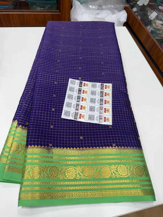 Mysore silk sarees contrast checks