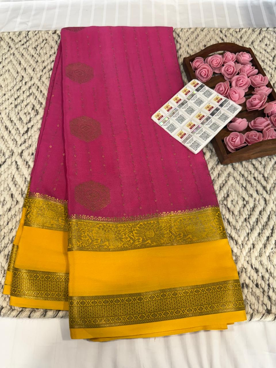 Mysore silk sarees contrast pattern