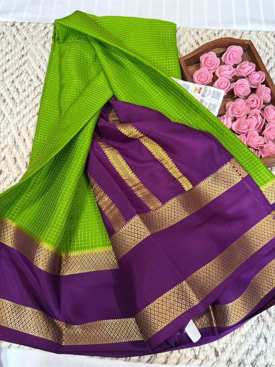 Mysore silk sarees checks pattern